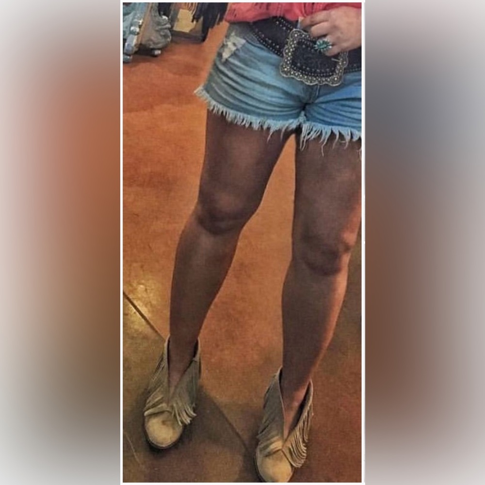 Suede fringe booties